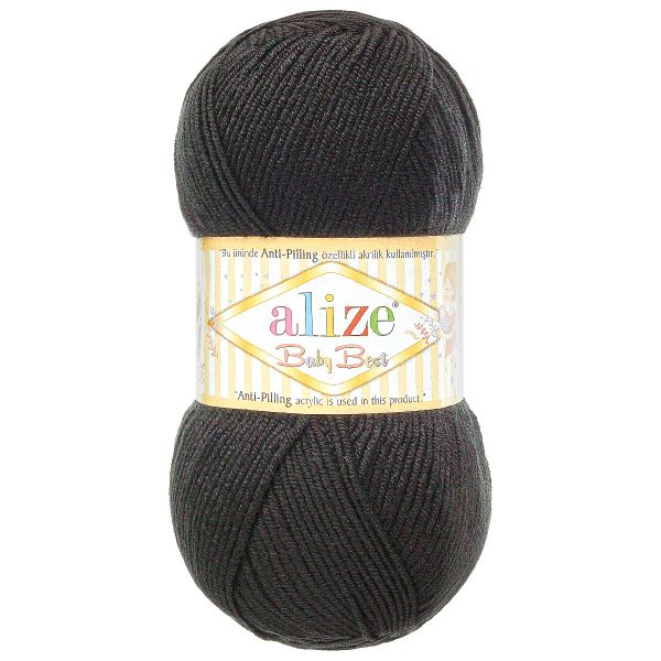 Пряжа Alize (Ализе) Baby Best / уп.5 мот. по 100 г, 240м, 060 черный A