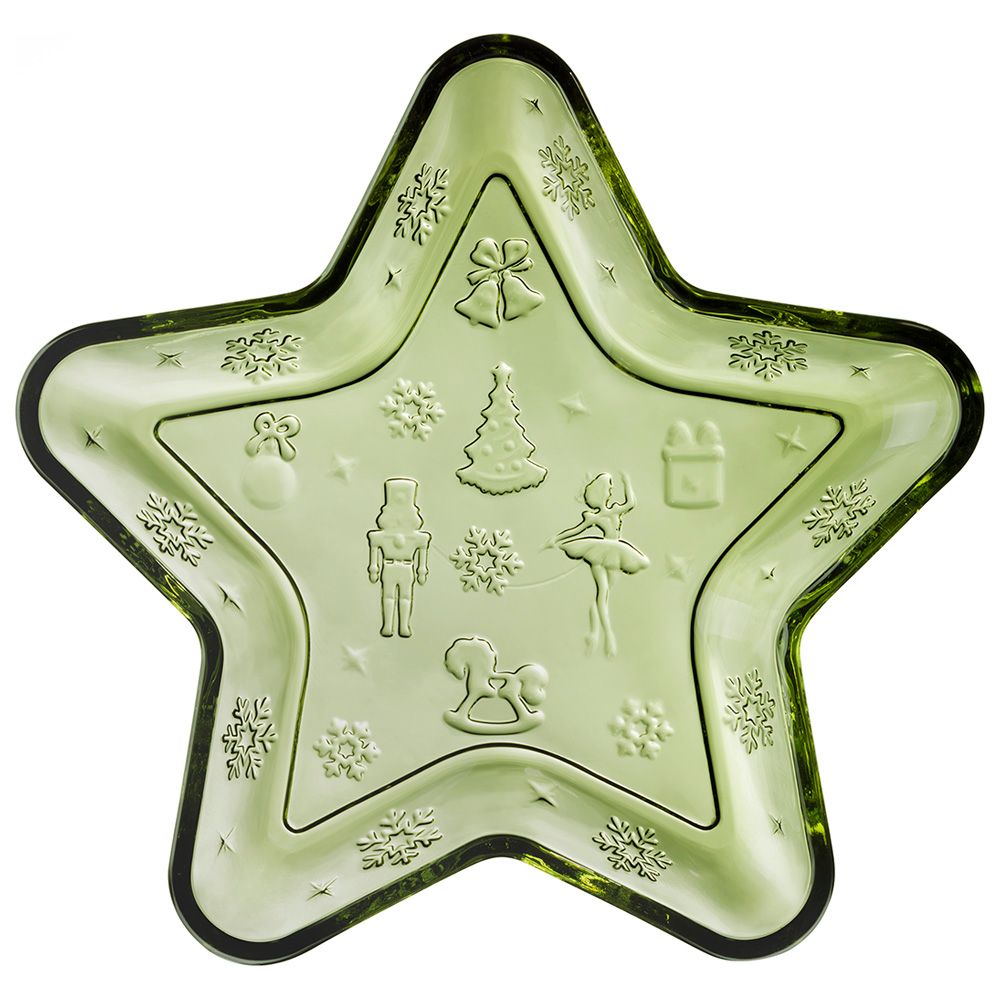 БЛЮДО СЕРВИРОВОЧНОЕ "ЩЕЛКУНЧИК" GREEN В ФОРМЕ ЗВЕЗДЫ, 21*21*2,5 СМ