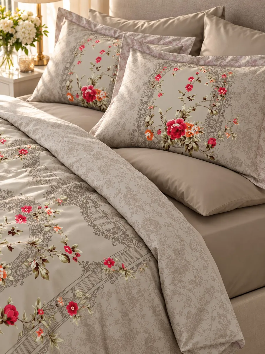 Prima Casa КПБ 6 пр.Lilyana Kahve ЕВРО пододеяльник 200*220, простынь 240*260, наволочки 50*70 2шт, декоративные наволочки 50*70 2шт — фото 4