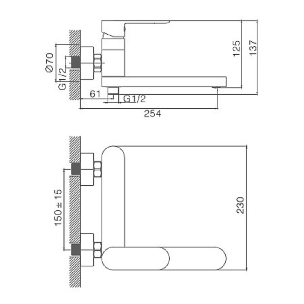Смеситель для ванны Haiba HB61590 короткий излив хром