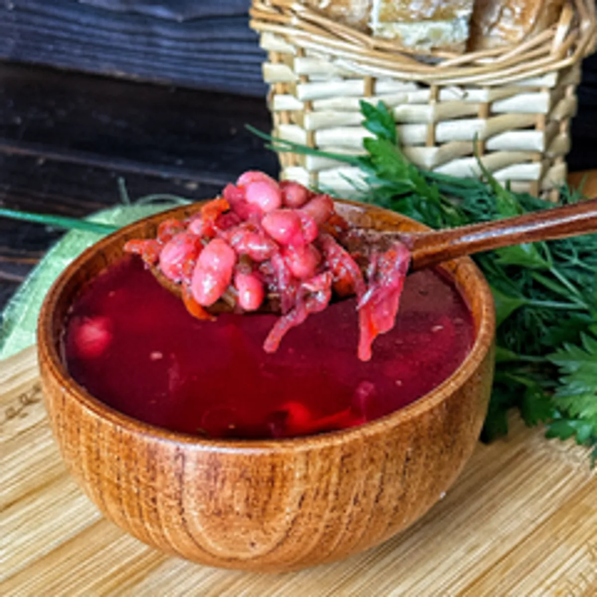 Борщ без мяса с фасолью (постный) / 320 мл
