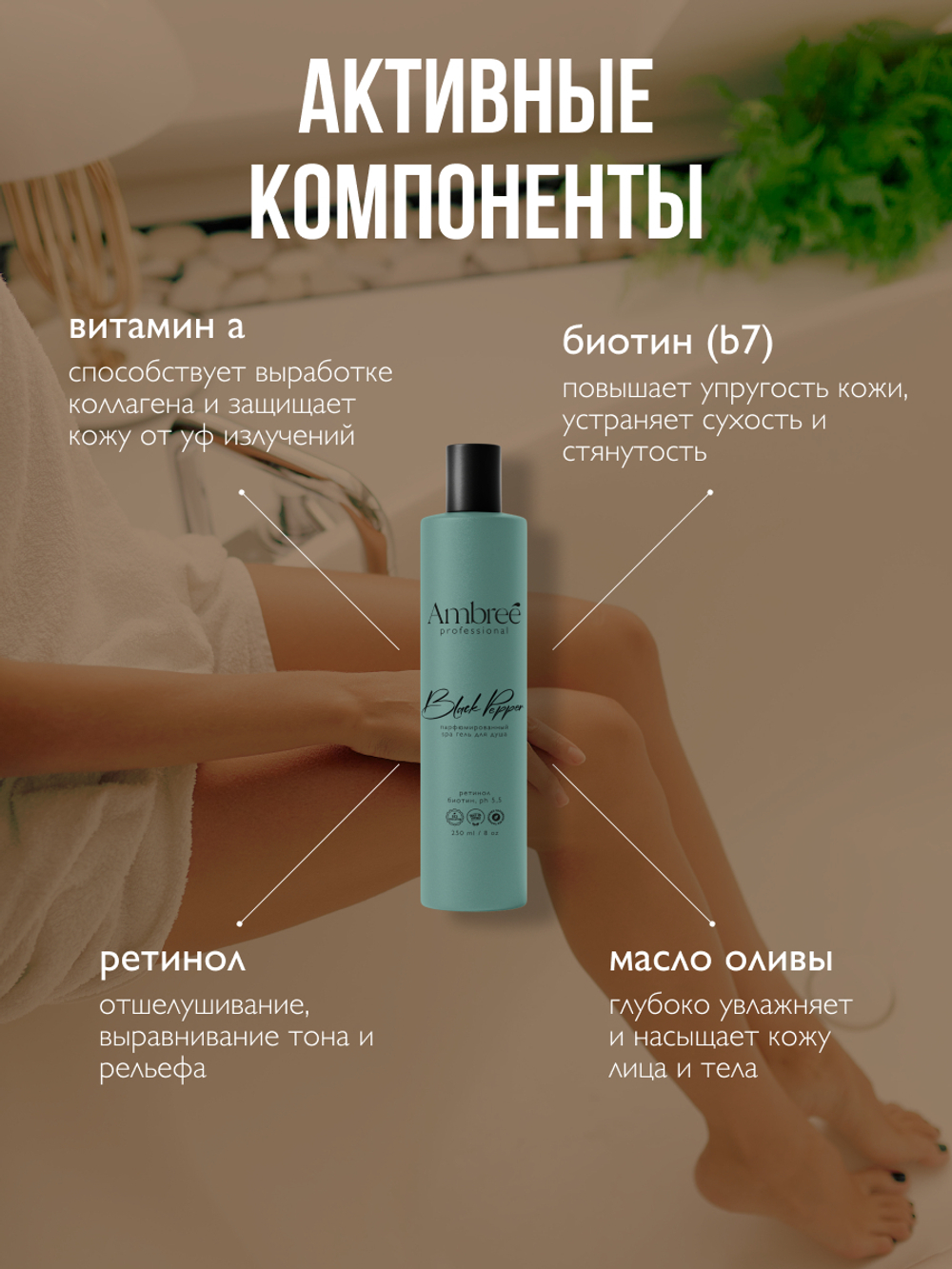 Ambree Гель для душа увлажняющий SPA Black pepper, 250 мл