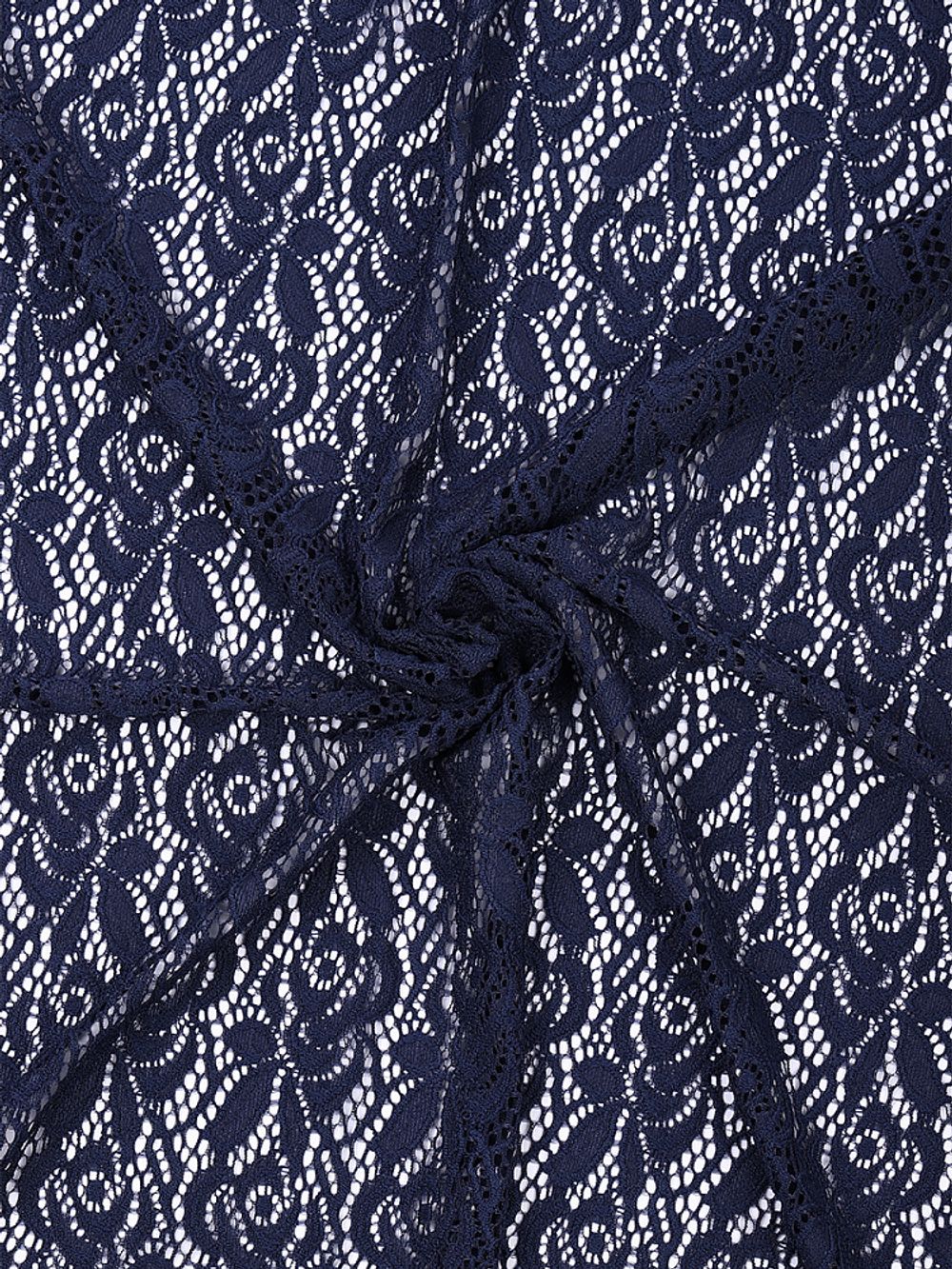 Ткань кружевная гипюр стрейч 160 г/м², ш.150см, арт.SZ031636 цв.142 темно-синий, уп.1м