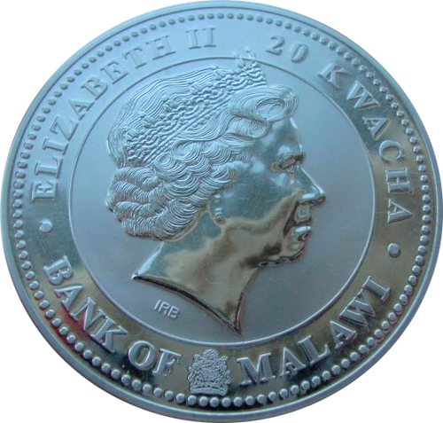 Малави 20 квача 2009 Год быка Лунный календарь Серебро 2