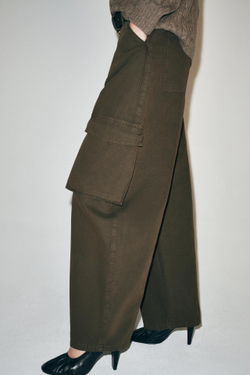 ZARA БРЮКИ КАРГО — ZW COLLECTION, ТЕМНЫЙ ХАКИ
