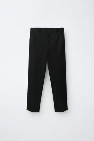 ZARA ОДНОТОННЫЕ КОСТЮМНЫЕ БРЮКИ, ЧЕРНЫЙ