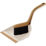 Щетка-сметка с совком Spin&Clean Wood, с ручками 21 см, с кромкой, сливочный/бук