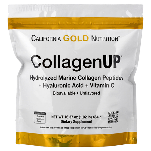 California Gold Nutrition, CollagenUP®, гидролизованные пептиды морского коллагена с гиалуроновой кислотой и витамином C, с нейтральным вкусом, 464 г