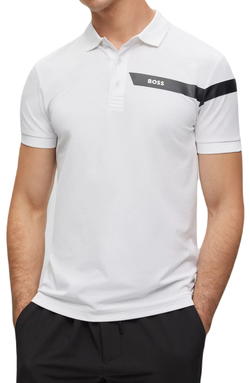 Мужское теннисное поло BOSS Slim-fit Paule Polo Shirt - белый