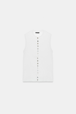 ZARA ТОП НА ПУГОВИЦАХ, БЕЛЫЙ