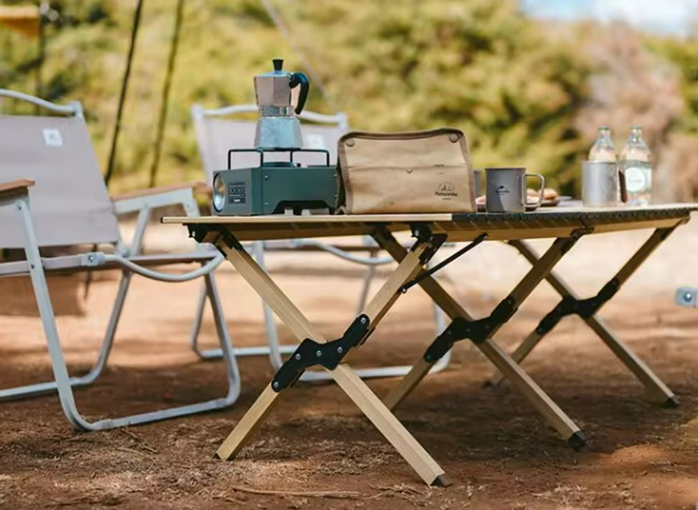 Стол туристический Naturehike складной, 115х60х44 см,с Х-образными ножками, бежевый
