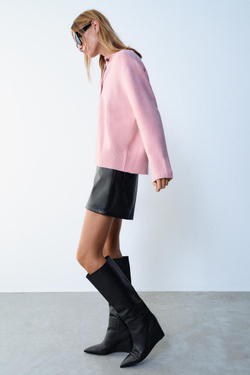 ZARA ДЖЕМПЕР ИЗ МЯГКОГО ТРИКОТАЖА, МЯГКИЙ РОЗОВЫЙ