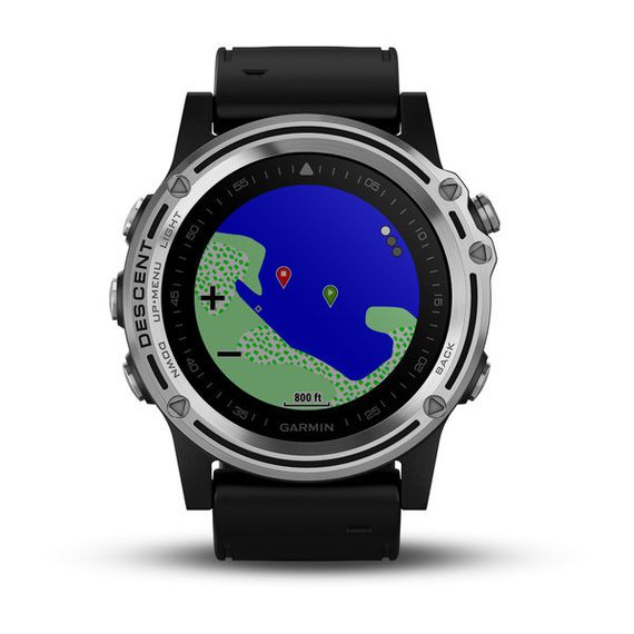 Умные часы - дайвинг компьютер Garmin Descent Mk1 Sapphire серебристые с черным силиконовым ремешком