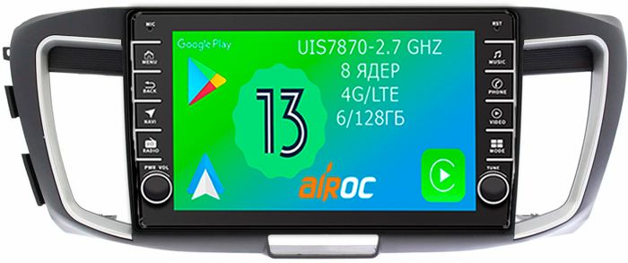 Магнитола для Honda Accord 9 2013-2015 (CR2) - Airoc AB-1906 (кнопки и крутилки), Android 13, Быстрая, SIM-слот, CarPlay