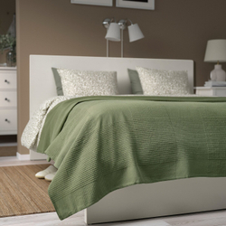 IKEA INDIRA (ИКЕА ИНДИРА) — Покрывало, серо-зеленое, 230x250 см, фото 5