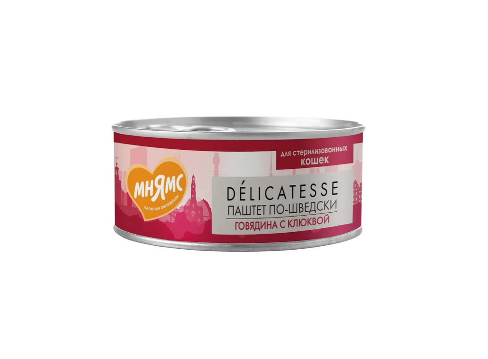 МНЯМС Delicatesse Влажный корм «Паштет по-шведски» для стерилизованных кошек с говядиной 0,1 кг