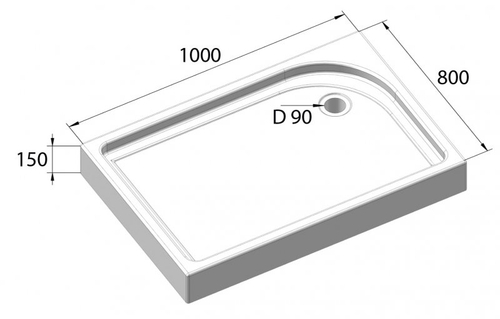 Акриловый поддон для душа BelBagno Tray R 100x80x15 TRAY-BB-AH-100/80-15-W-R Белый R с антискользящим покрытием
