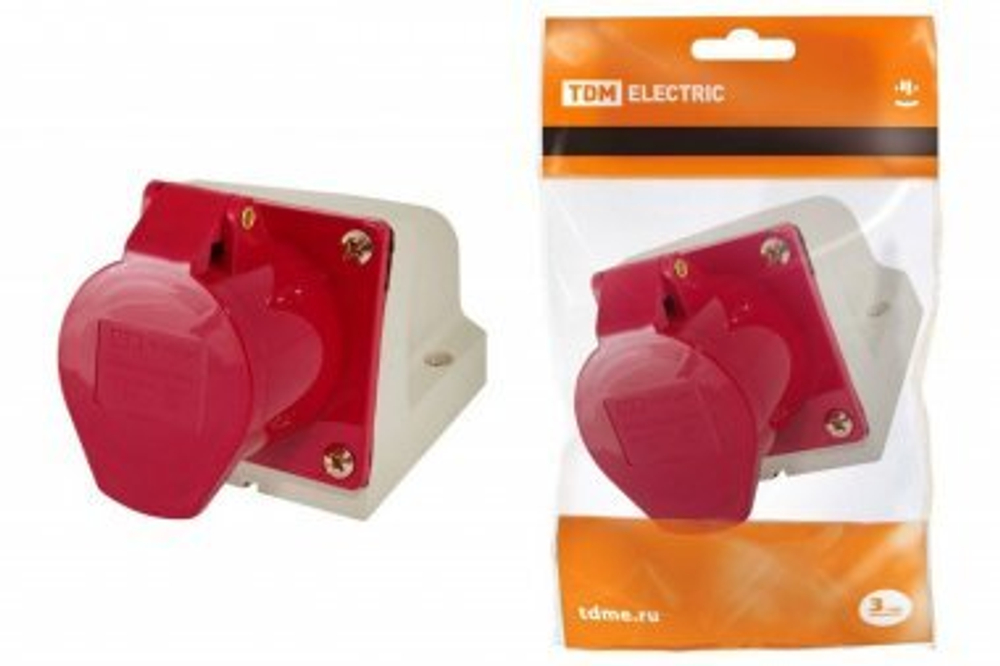 Розетка 124 стационарная 3Р+РЕ 32А 380В IP44 TDM SQ0602-0005