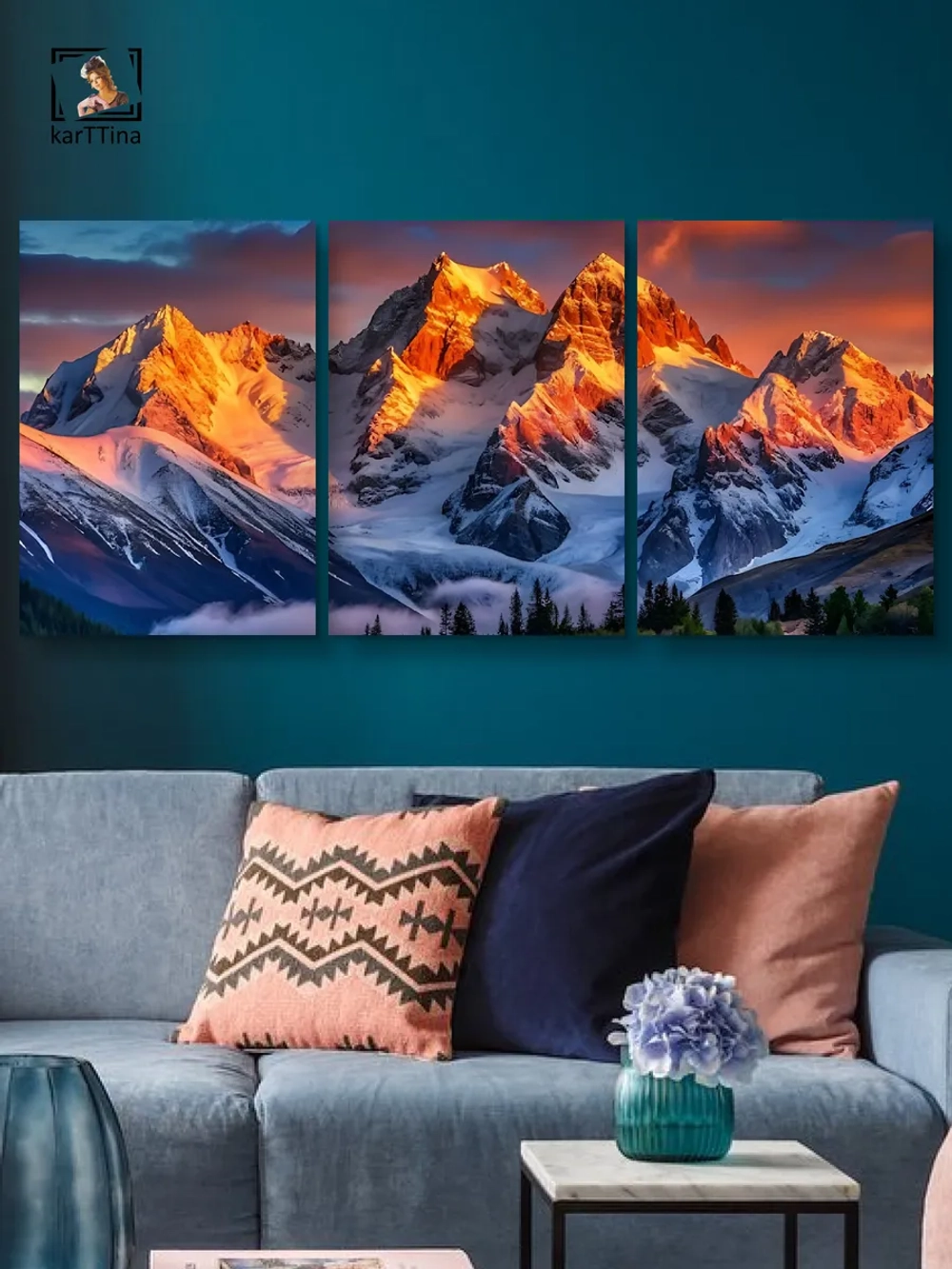 Картина Огненное сияние модульная 50x70см 3шт.