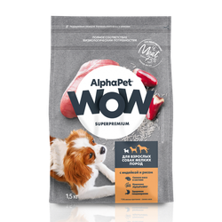Сухой корм AlphaPet WOW Суперпремиум для собак мелких пород с индейкой и рисом 1,5 кг