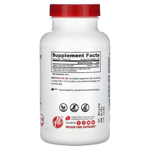 Metabolic Nutrition, Витамин C, без добавок, 100 г (3,52 унции)
