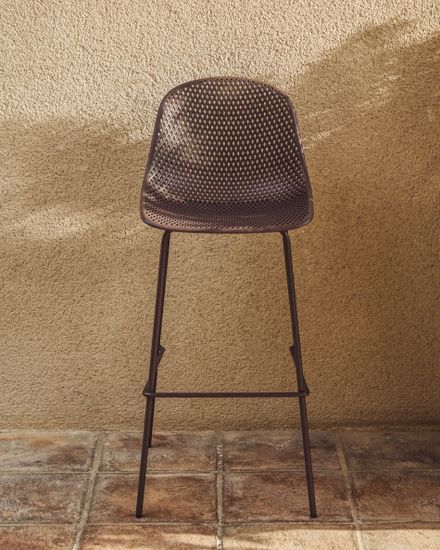 Уличный барный стул Quinby из коричневой стали и пластика, 75 см