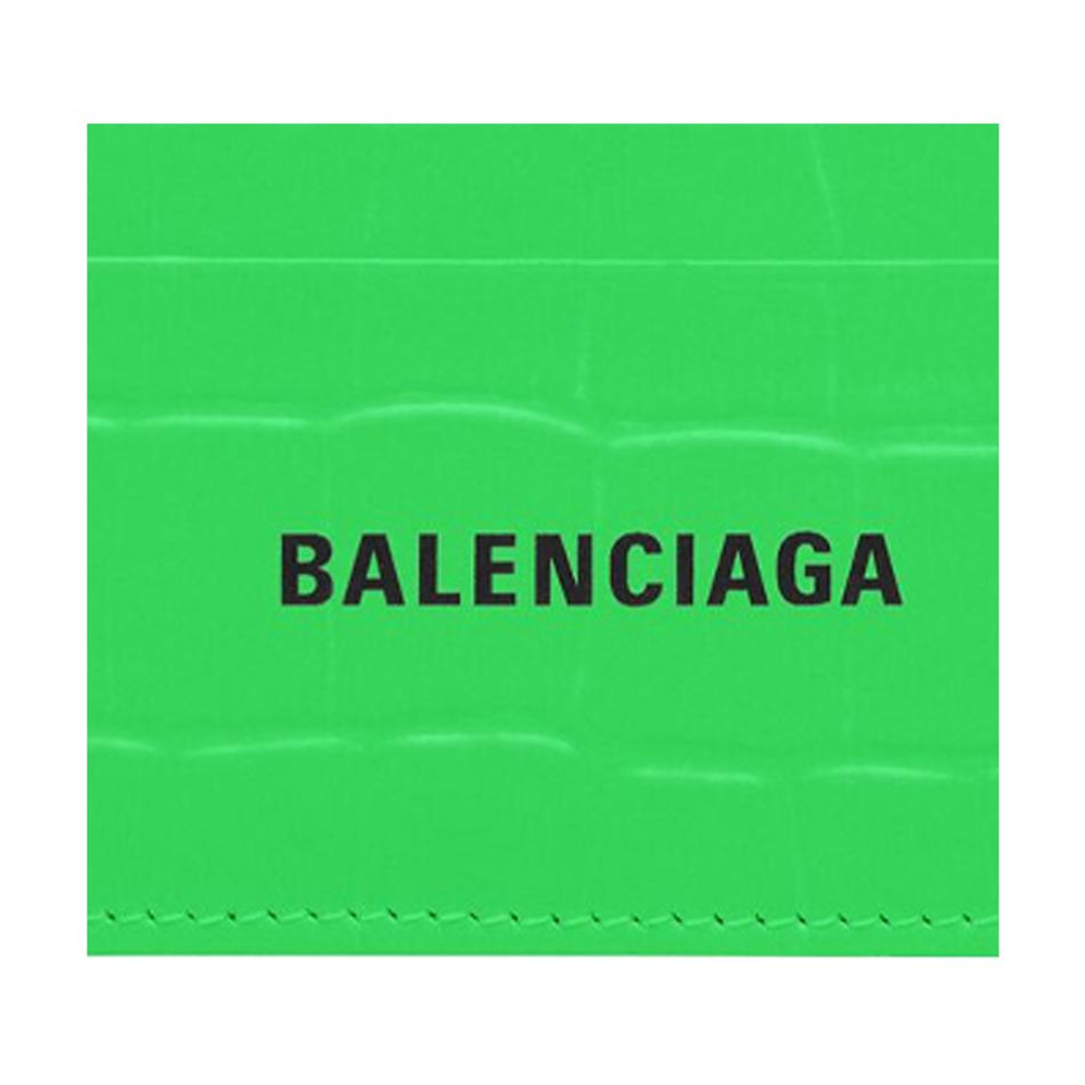 Balenciaga Cow Leather Card Holder Women"s Neon Green