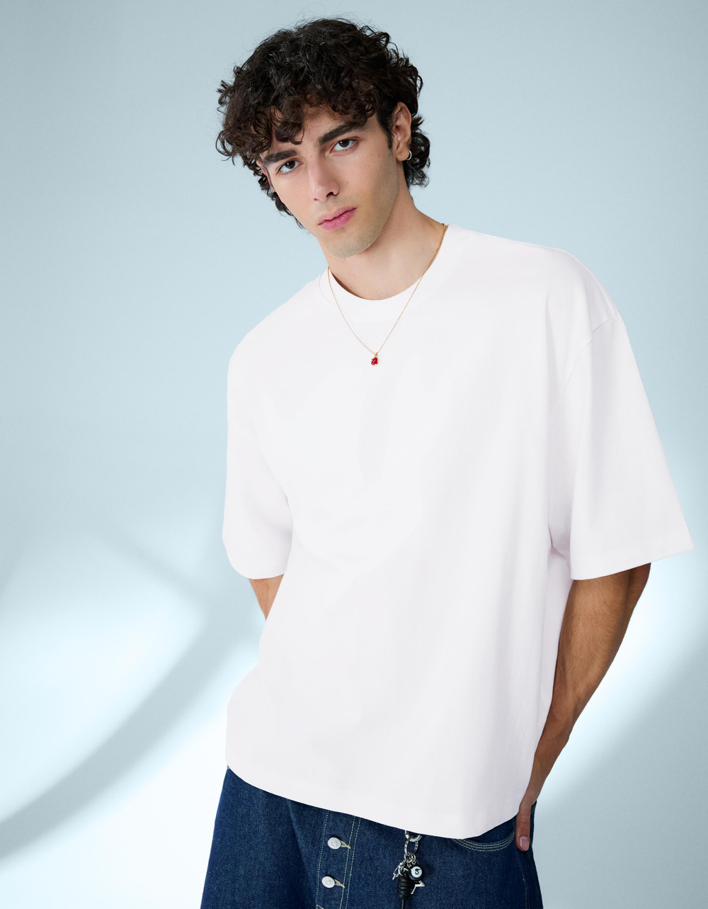 Мужская плотная футболка boxy fit - BERSHKA