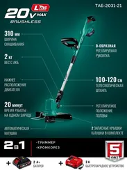 Триммер аккумуляторный ЗУБР ТАБ-2031-21 (20 В, 2 Ач)