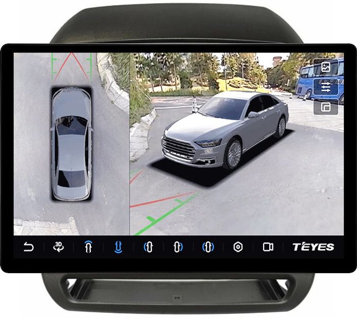 Магнитола для Mitsubishi ASX 2017+ (рамка 10) - Teyes CC3-2K-360 монитор 13" 2K QLED на Android 10, Быстрая, CarPlay, 4G SIM-слот, 4 камеры в комплекте