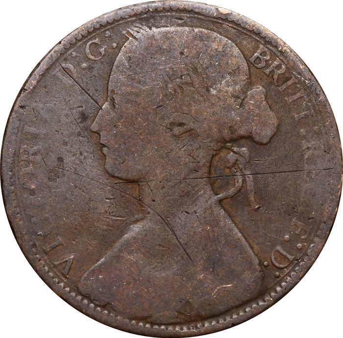 1 пенни 1860-1874 Великобритания F-VF