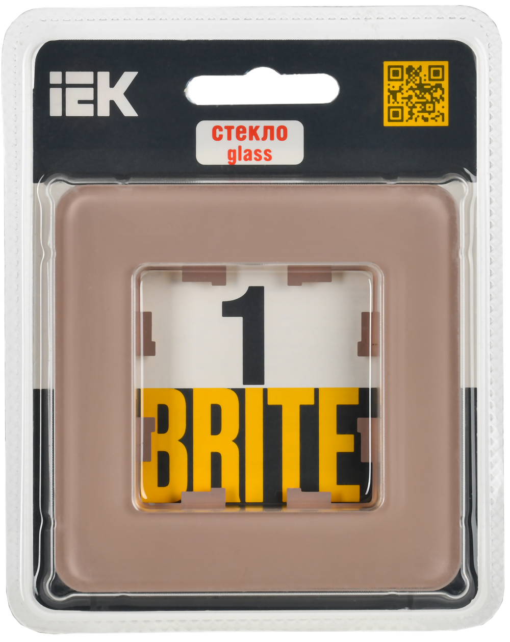 BRITE Рамка 1-местная РУ-1-2-Бр стекло дымчатый RE IEK