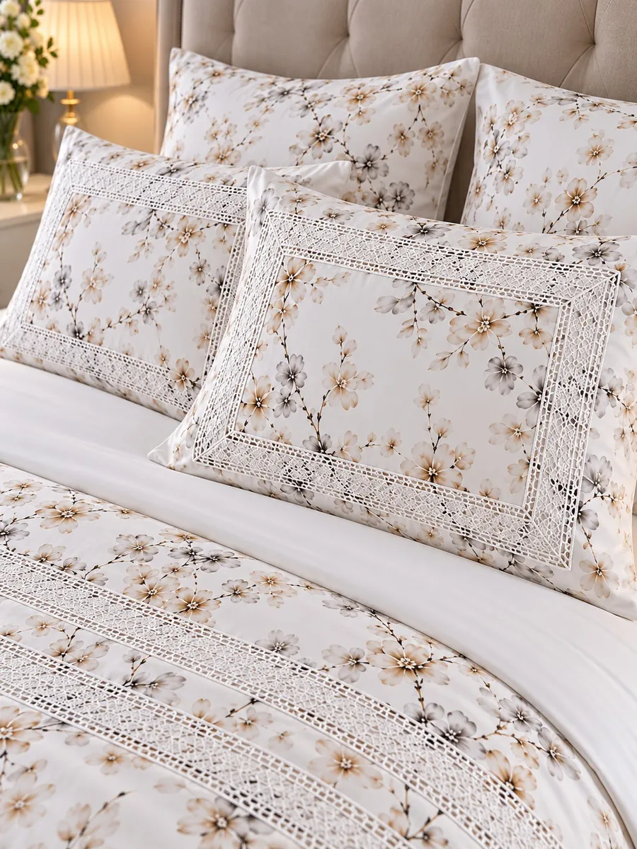 Gelin Home КПБ 6 пр. EBRU бежевый цвет пододеяльник 200*220, простынь 240*260, наволочки 50*70 2шт, декоративные наволочки 50*70 2шт GLNN546 — фото 2