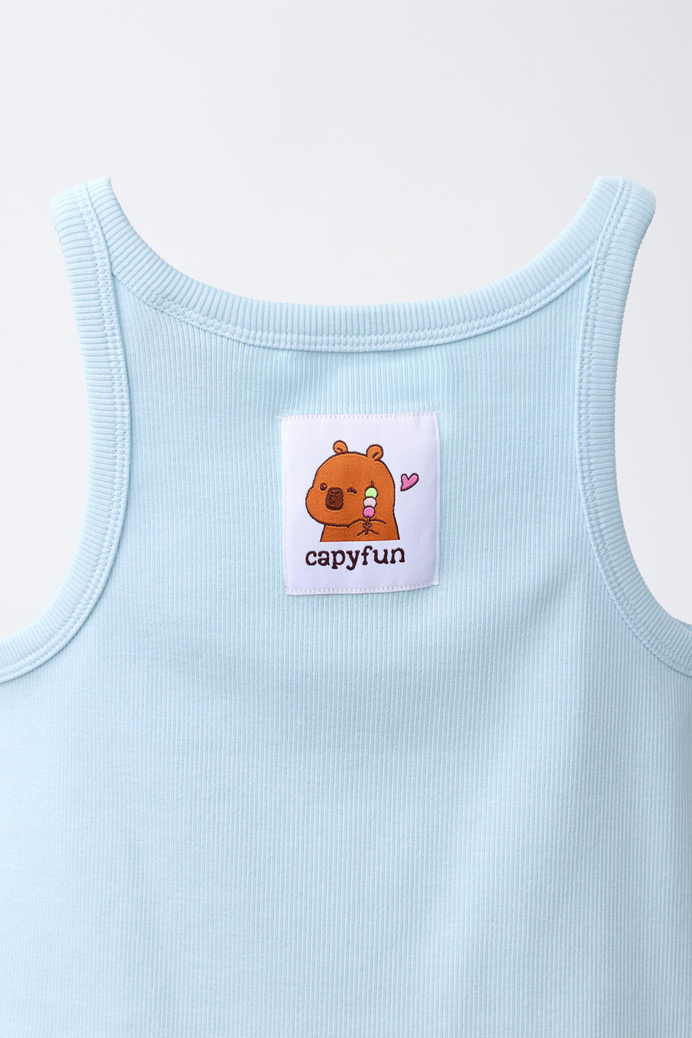 ZARA ТОП В РУБЧИК CAPIBARA CAPYFUN ©, ПАСТЕЛЬНО-СИНИЙ