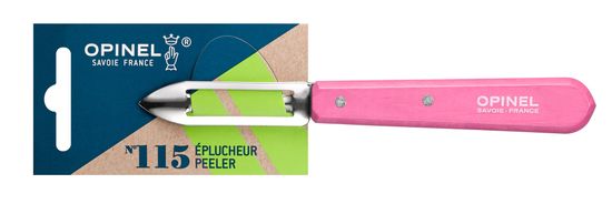 Нож для чистки овощей Opinel №115, деревянная рукоять, блистер, нержавеющая сталь, розовый 002038