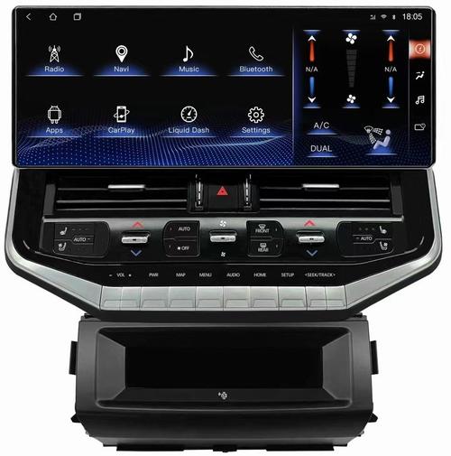 Магнитола для Toyota Land Cruiser 200 2007-2015 (со штат. камерой или 360) - Kuberg ZH-T1602 монитор 16.3" на Android 12, Быстрая, беспроводная зарядка, блок климата, CarPlay, 4G SIM-слот