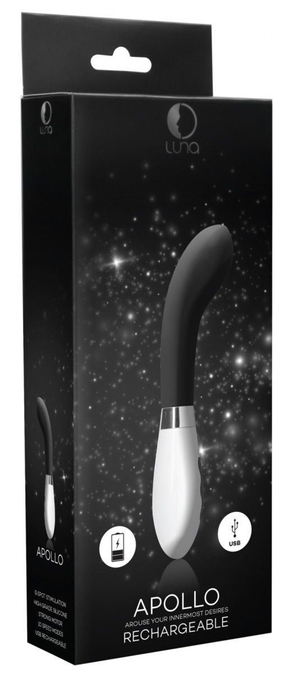 Черный вибратор для точки G Apollo - 21 см. (Цвет: черный)