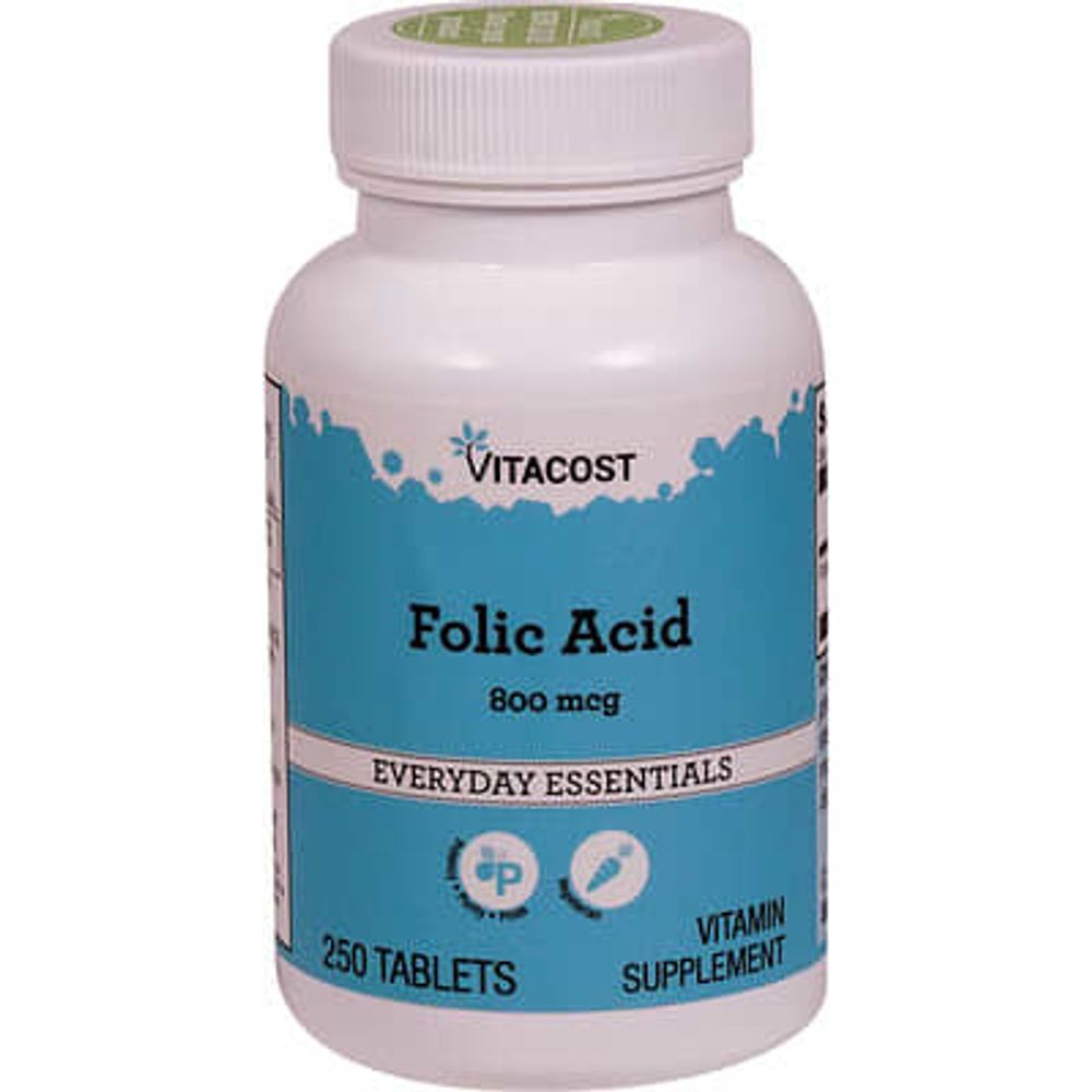 Vitacost, Folic Acid, 800 mcg, 250 Tablets