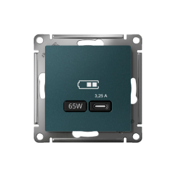 ATLASDESIGN USB РОЗЕТКА тип-С 65Вт высокоскор.заряд. QC, PD, механизм, ИЗУМРУД