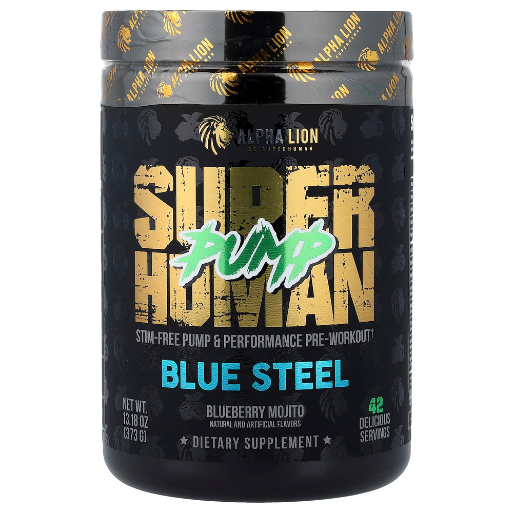 ALPHA LION, SuperHuman Pump, Blue Steel, мохито с голубикой, 373 г (13,18 унции)