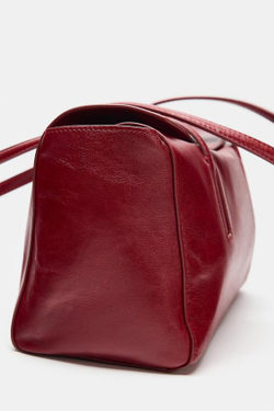 ZARA КОЖАНАЯ СУМКА ЧЕРЕЗ ПЛЕЧО, КРАСНЫЙ