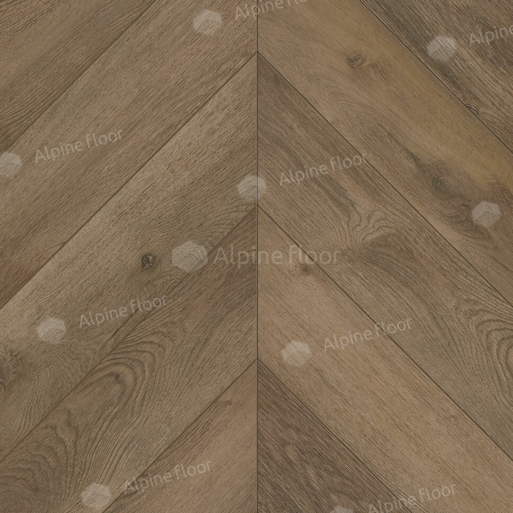 Каменно-полимерная напольная плитка Alpine Floor Шеврон (Chevron) Дуб Насыщенный ЭКО 18-4