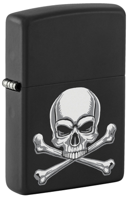 Зажигалка Zippo Scull Design с покрытием Black Matte, латунь/сталь, черная, 38x13x57 мм