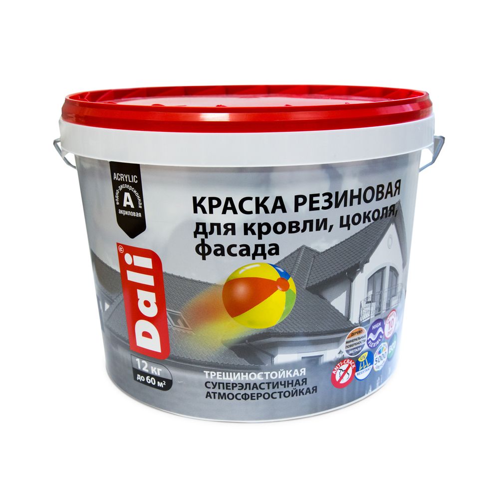 Краска резиновая Dali, глубокоматовая, база A, белая, 12 кг, 50267