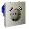 Розетка с USB A+A с заземлением и защитными шторками Voltum S70 Шелк VLS040404
