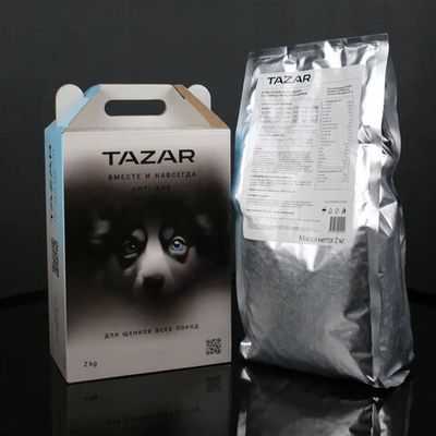 Сухой корм для щенков всех пород TAZAR с курицей и индейкой, Пакет 2 кг