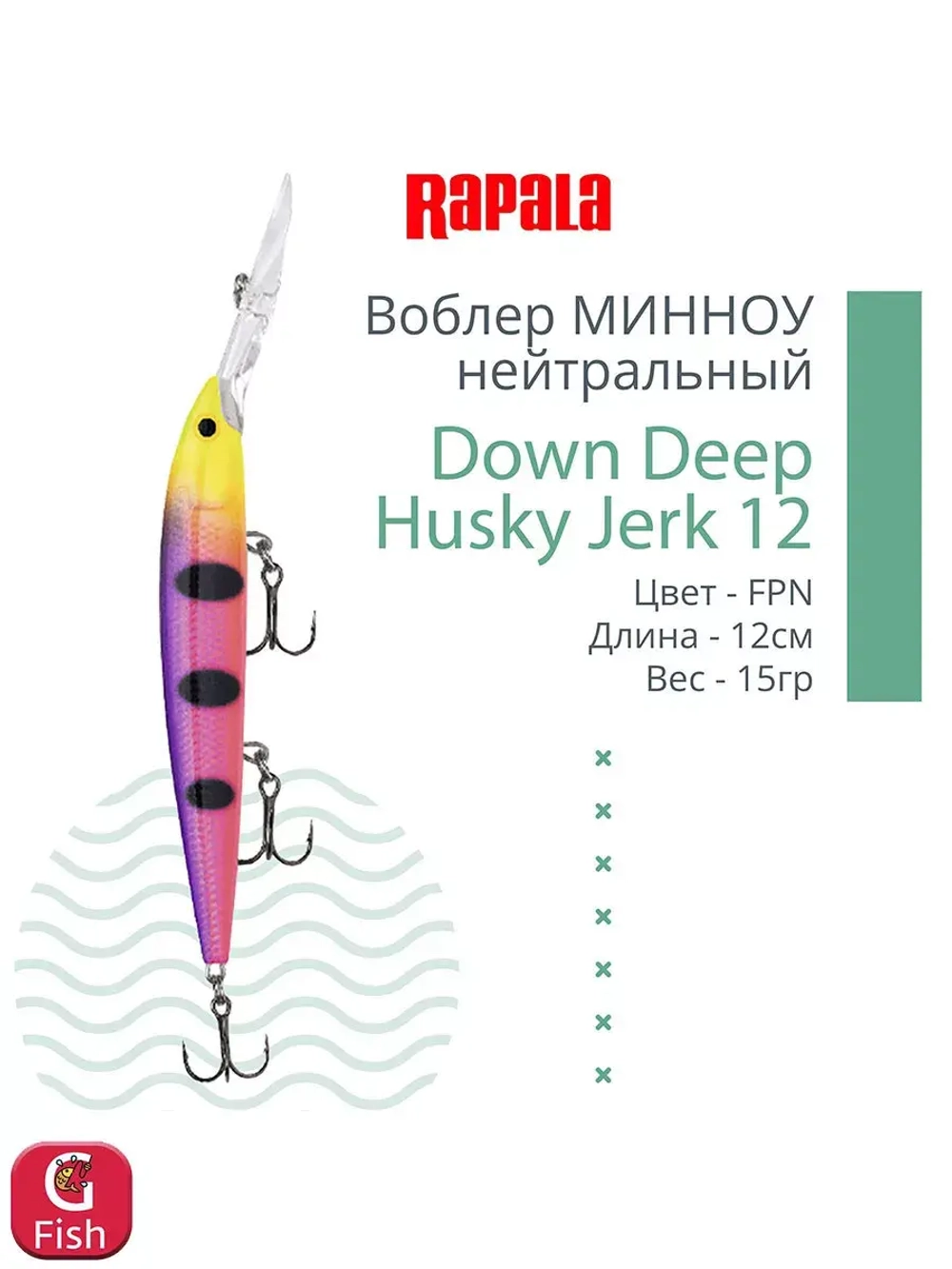 Воблер RAPALA Down Deep Husky Jerk 14, 14см, 23гр, цвет GF