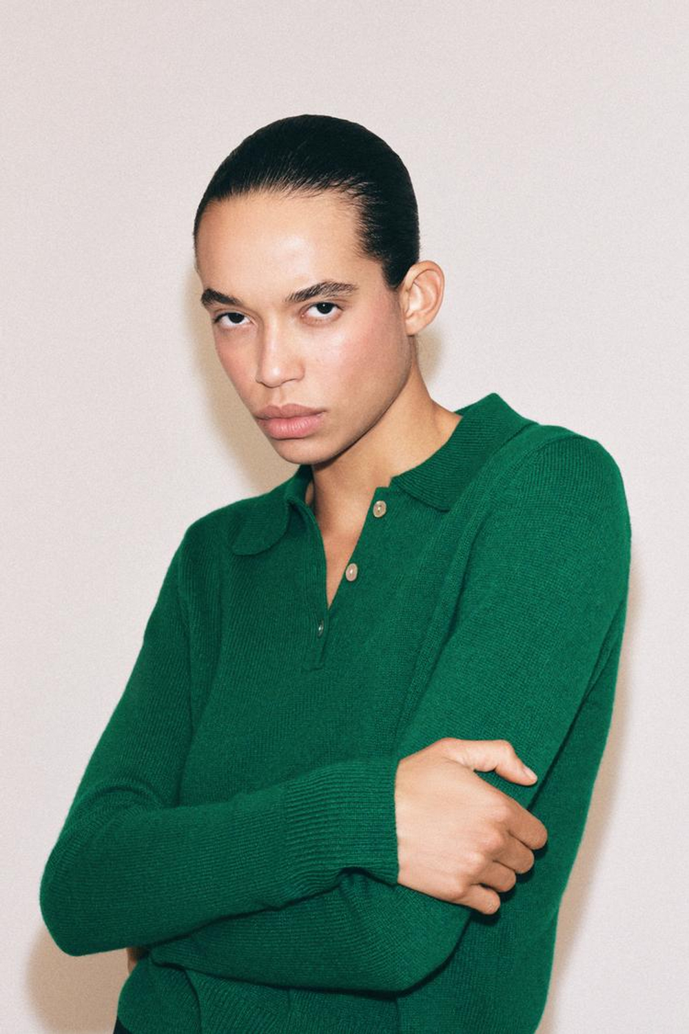 ZARA СВИТЕР ПОЛО ИЗ 100% ШЕРСТИ, ЗЕЛЕНЫЙ