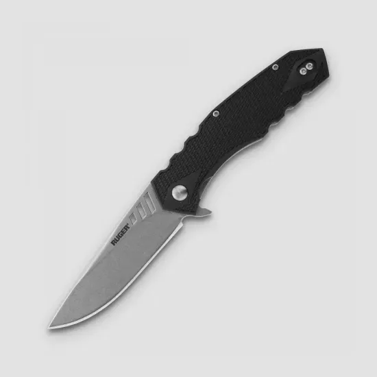 Нож"Ruger:Follow-Through Compact"скл.,ст.8Cr13MoV,58-59HCR,кл.светл.Stonewah,3 отверст.,рук.черный стекло-усилен.нейлон,клипса