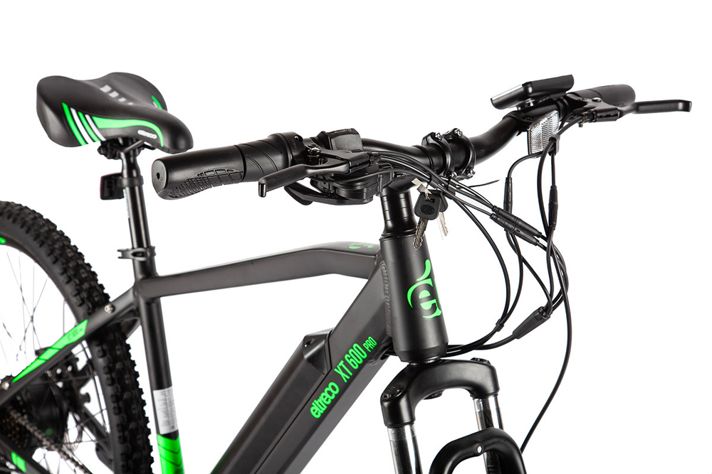 Электровелосипед Eltreco XT 600 Pro (Черно-зеленый-2663)